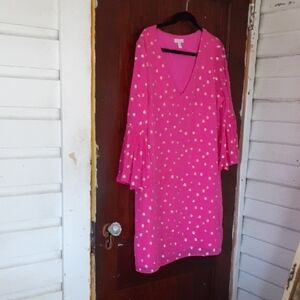 Lilly Pulitzer Fuchsia And Gold Specs Silk Dress Sz 14